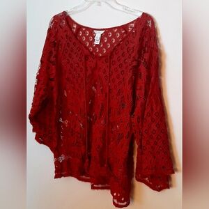 Elegant Red Lace Blouse